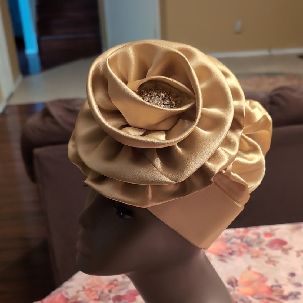 Elegant Gold Satin Women's Hat